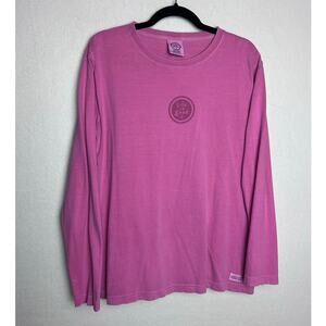 Life is Good Women's Long Sleeve Crew Neck Pink Shirt Size Large Cotton